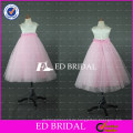 Lovely Pink und White Tulle bodenlangen Blumenmädchen Kleid